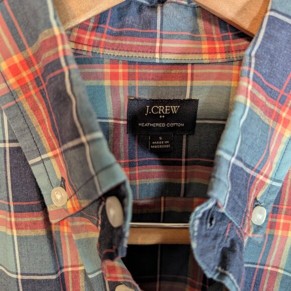 J Crew Heathered Cotton Button Shirt Plaid - Picture 2 of 5